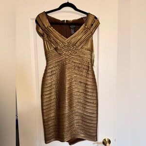 Xscape Gold Textured Mini Dress